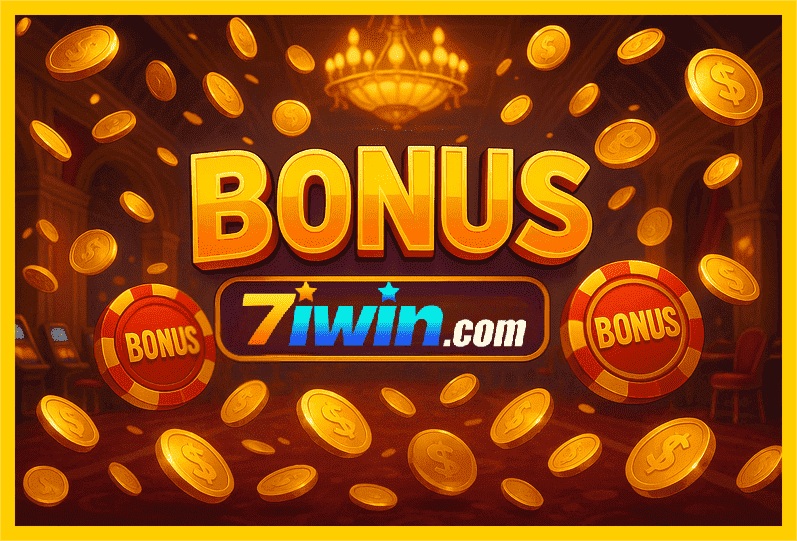 Imagem promovendo bônus 7WIN com recompensas imperdíveis.